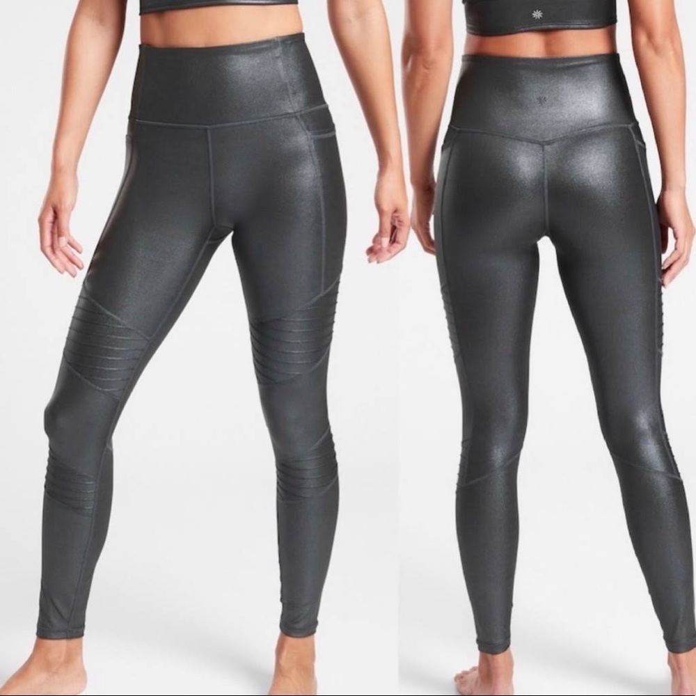 Athleta Inclination Shine Moto Leggings M